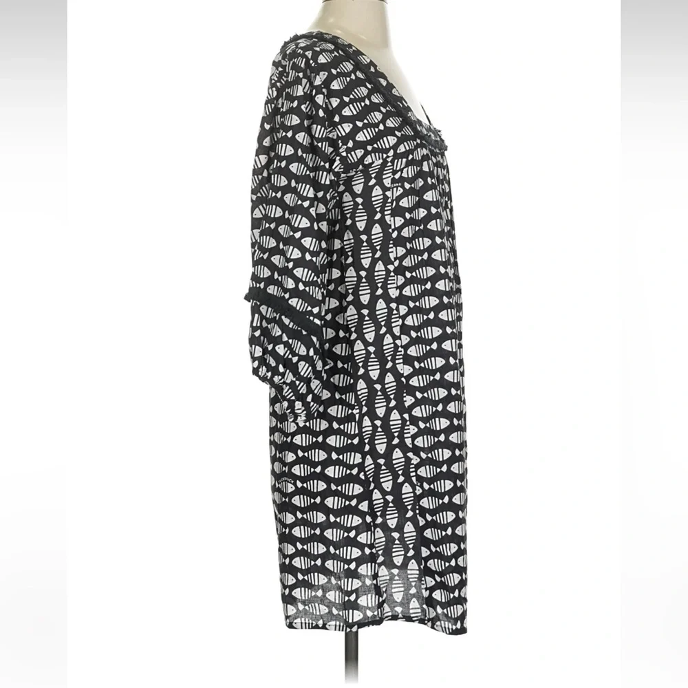 Tuckernuck Black and White Patterned Monochrome Cotton Shift Dress Size Small - Picture 4 of 6